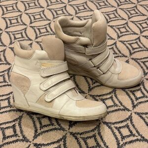 Koolaburra Cream High-Top Wedge Sneakers